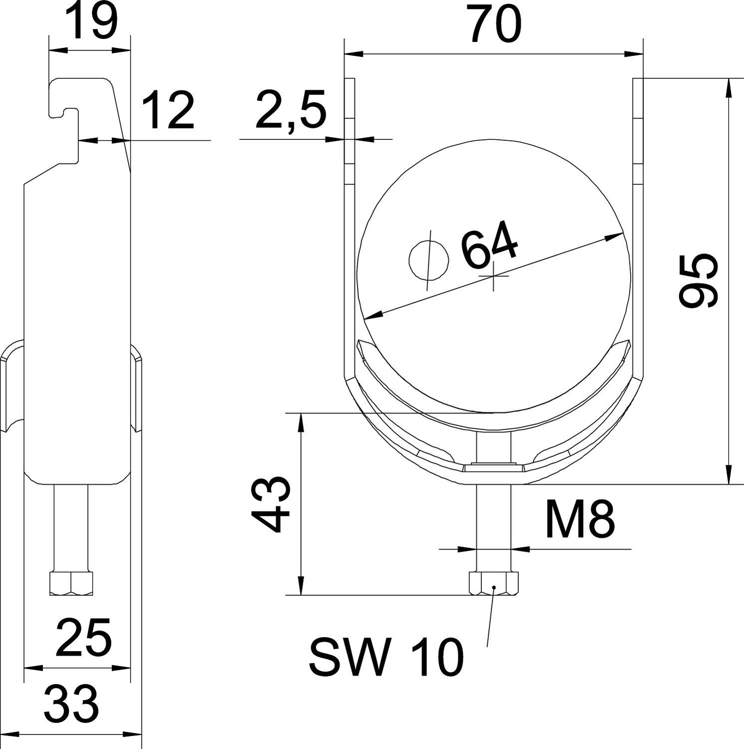 Abraçadeira BBS 2056 58-64mm Aço Galvanizado por imersão a quente após maquinação – Imagem 2 de 2
