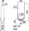Abraçadeira BBS 2056 dupla 52-58mm Aço Galvanizado por imersão a quente após maquinação
