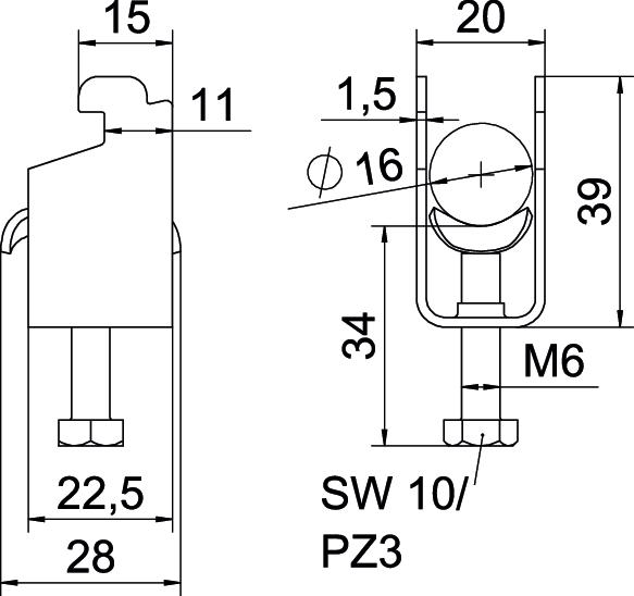 Abraçadeira BBS 2056 12-16mm Aço Galvanizado por imersão a quente após maquinação – Imagem 2 de 2