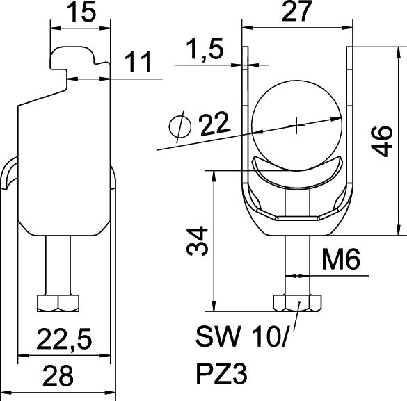 Abraçadeira BBS 2056 16-22mm Aço Galvanizado por imersão a quente após maquinação – Imagem 2 de 2