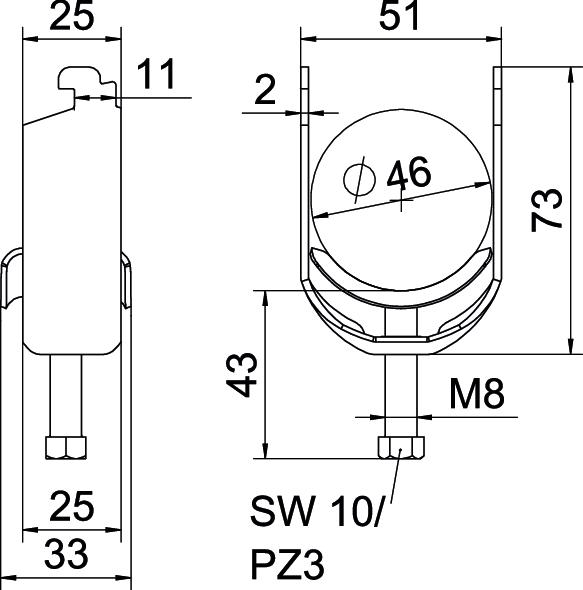 Abraçadeira BBS 2056 40-46mm Aço Galvanizado por imersão a quente após maquinação – Imagem 2 de 2