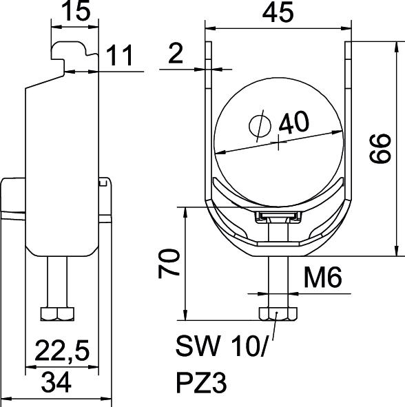 Abraçadeira BBS 2056 34-40mm Aço Galvanizado por imersão a quente após maquinação – Imagem 2 de 2