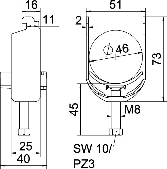 Abraçadeira BBS 2056 40-46mm Aço Galvanizado por imersão a quente após maquinação – Imagem 2 de 2