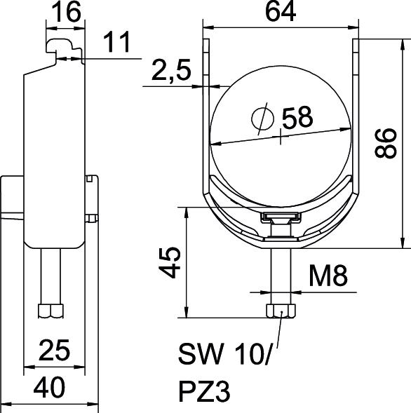Abraçadeira BBS 2056 52-58mm Aço Galvanizado por imersão a quente após maquinação – Imagem 2 de 2