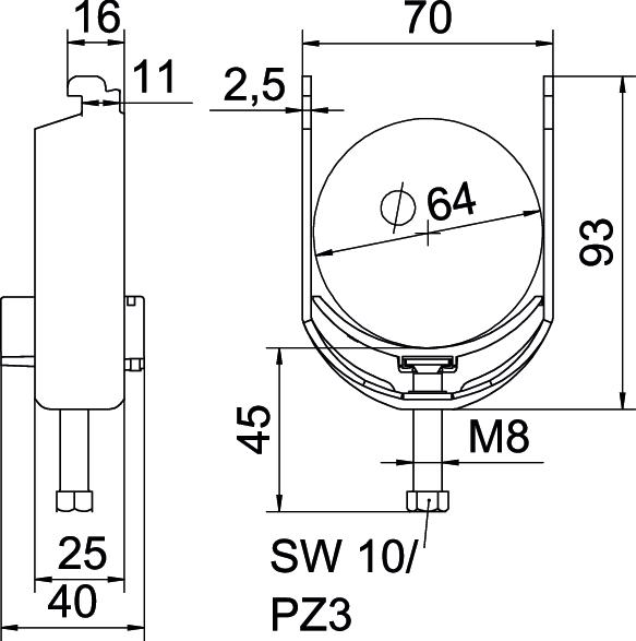 Abraçadeira BBS 2056 58-64mm Aço Galvanizado por imersão a quente após maquinação – Imagem 2 de 2