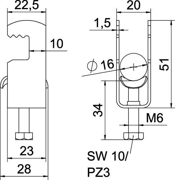 Abraçadeira BBS 2056 12-16mm Aço Galvanizado por imersão a quente após maquinação – Imagem 2 de 2