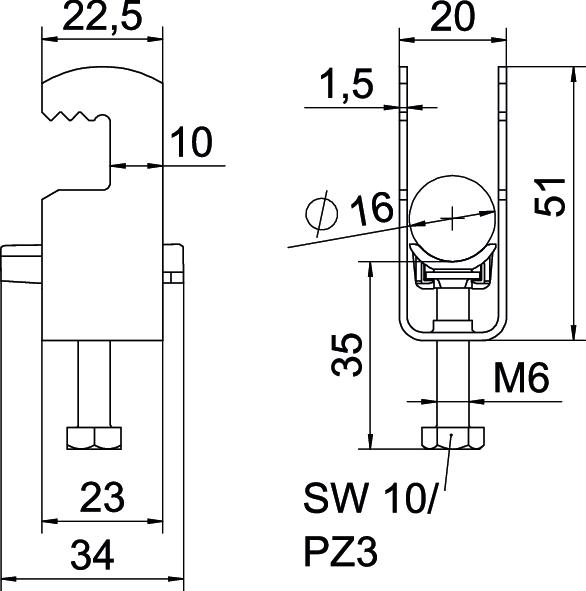 Abraçadeira BBS 2056 12-16mm Aço Galvanizado por imersão a quente após maquinação – Imagem 2 de 2