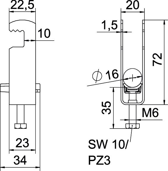 Abraçadeira BBS 2056 dupla 12-16mm Aço Galvanizado por imersão a quente após maquinação – Imagem 2 de 2