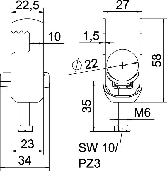 Abraçadeira BBS 2056 16-22mm Aço Galvanizado por imersão a quente após maquinação – Imagem 2 de 2