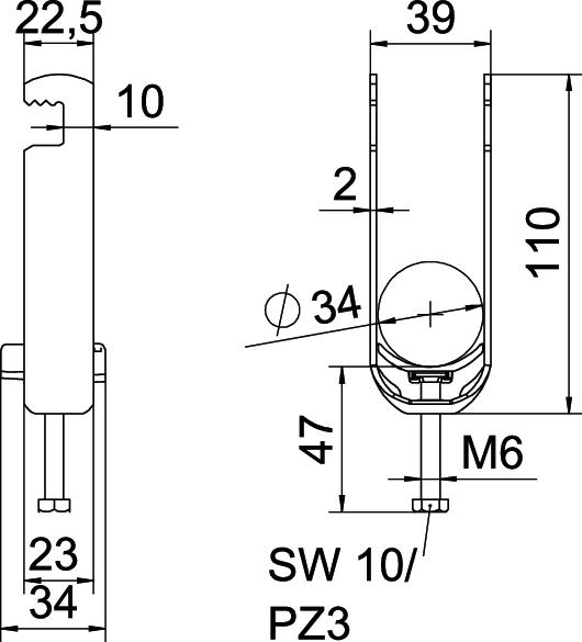 Abraçadeira BBS 2056 dupla 28-34mm Aço Galvanizado por imersão a quente após maquinação – Imagem 2 de 2