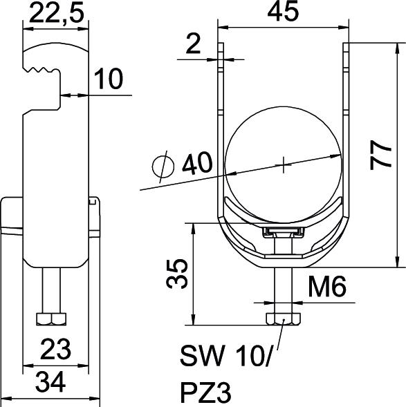 Abraçadeira BBS 2056 34-40mm Aço Galvanizado por imersão a quente após maquinação – Imagem 2 de 2