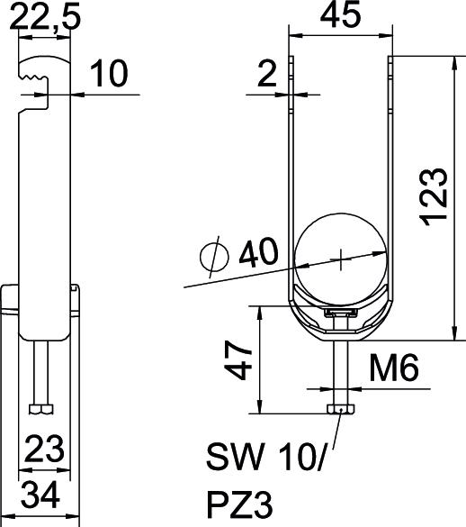 Abraçadeira BBS 2056 dupla 34-40mm Aço Galvanizado por imersão a quente após maquinação – Imagem 2 de 2