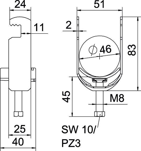 Abraçadeira BBS 2056 40-46mm Aço Galvanizado por imersão a quente após maquinação – Imagem 2 de 2
