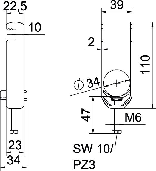 Abraçadeira BBS 2056 dupla 46-52mm Aço Galvanizado por imersão a quente após maquinação – Imagem 2 de 2