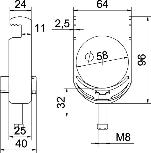 Abraçadeira BBS 2056 52-58mm Aço Galvanizado por imersão a quente após maquinação – Imagem 2 de 2