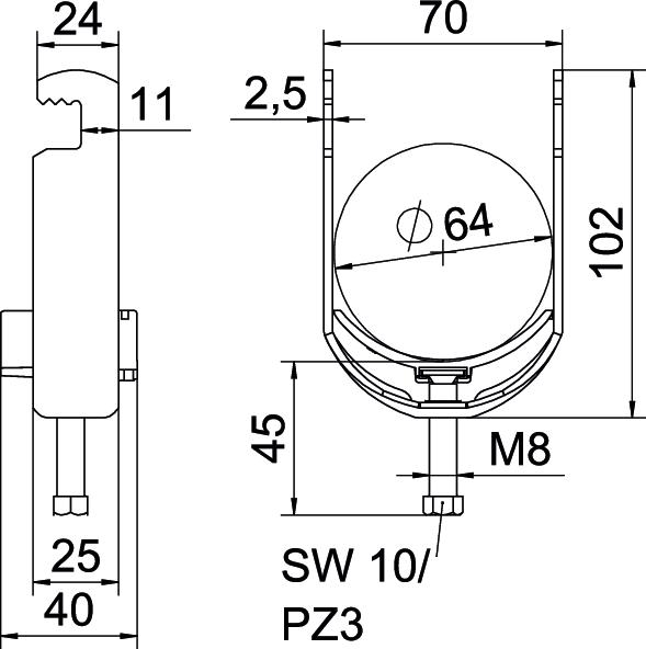 Abraçadeira BBS 2056 58-64mm Aço Galvanizado por imersão a quente após maquinação – Imagem 2 de 2