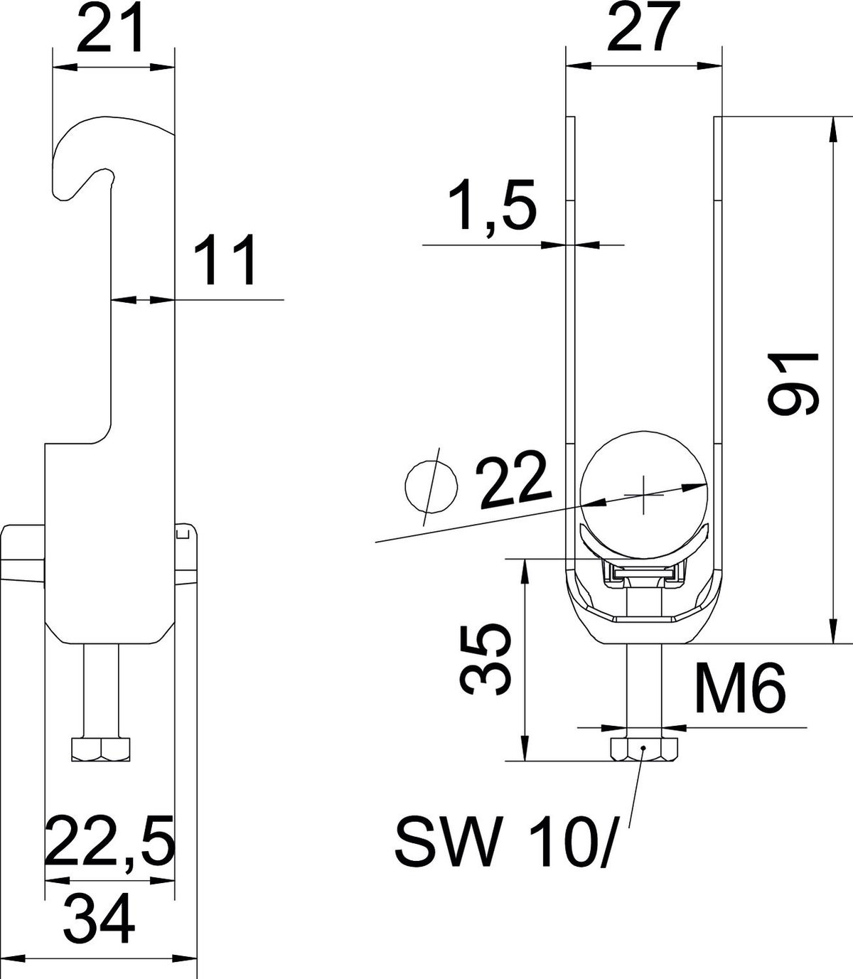 Abraçadeira BBS 2056 16-22mm Aço inoxidável, livre de ferrugem A2 1.4301 brilhante, pós-tratamento – Imagem 2 de 2