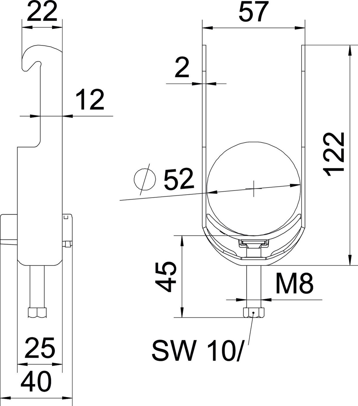 Abraçadeira BBS 2056 46-52mm Aço inoxidável, livre de ferrugem A2 1.4301 brilhante, pós-tratamento – Imagem 2 de 2