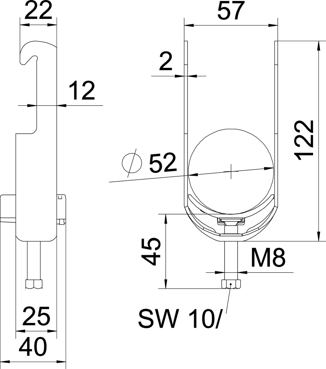 Abraçadeira BBS 2056 46-52mm Aço inoxidável, livre de ferrugem A2 1.4301 brilhante, pós-tratamento – Imagem 2 de 2