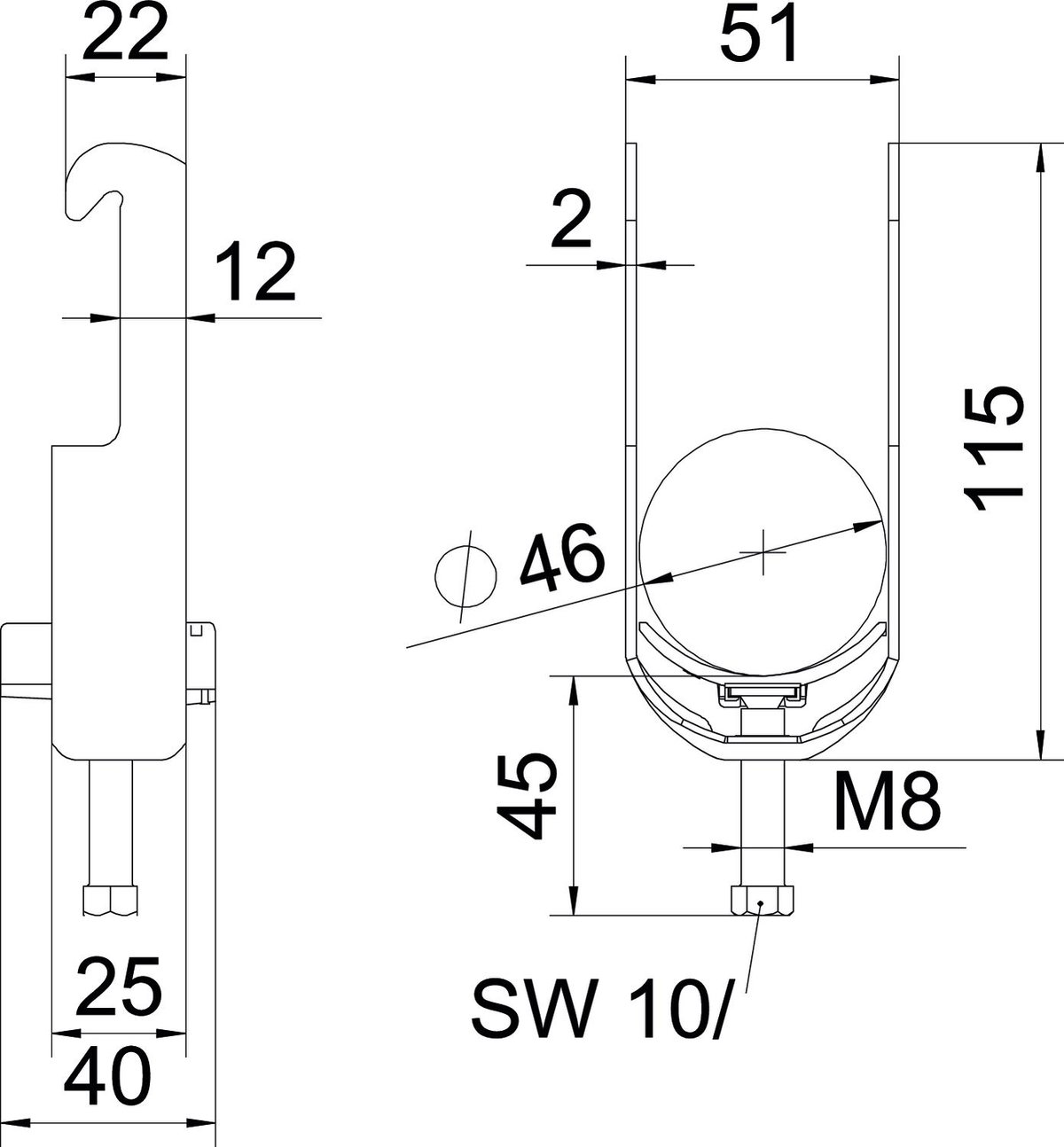 Abraçadeira BBS 2056 40-46mm Alumínio – Imagem 2 de 2
