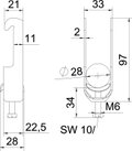 Abraçadeira BBS 2056 22-28mm Aço inoxidável, livre de ferrugem A2 1.4301 brilhante, pós-tratamento