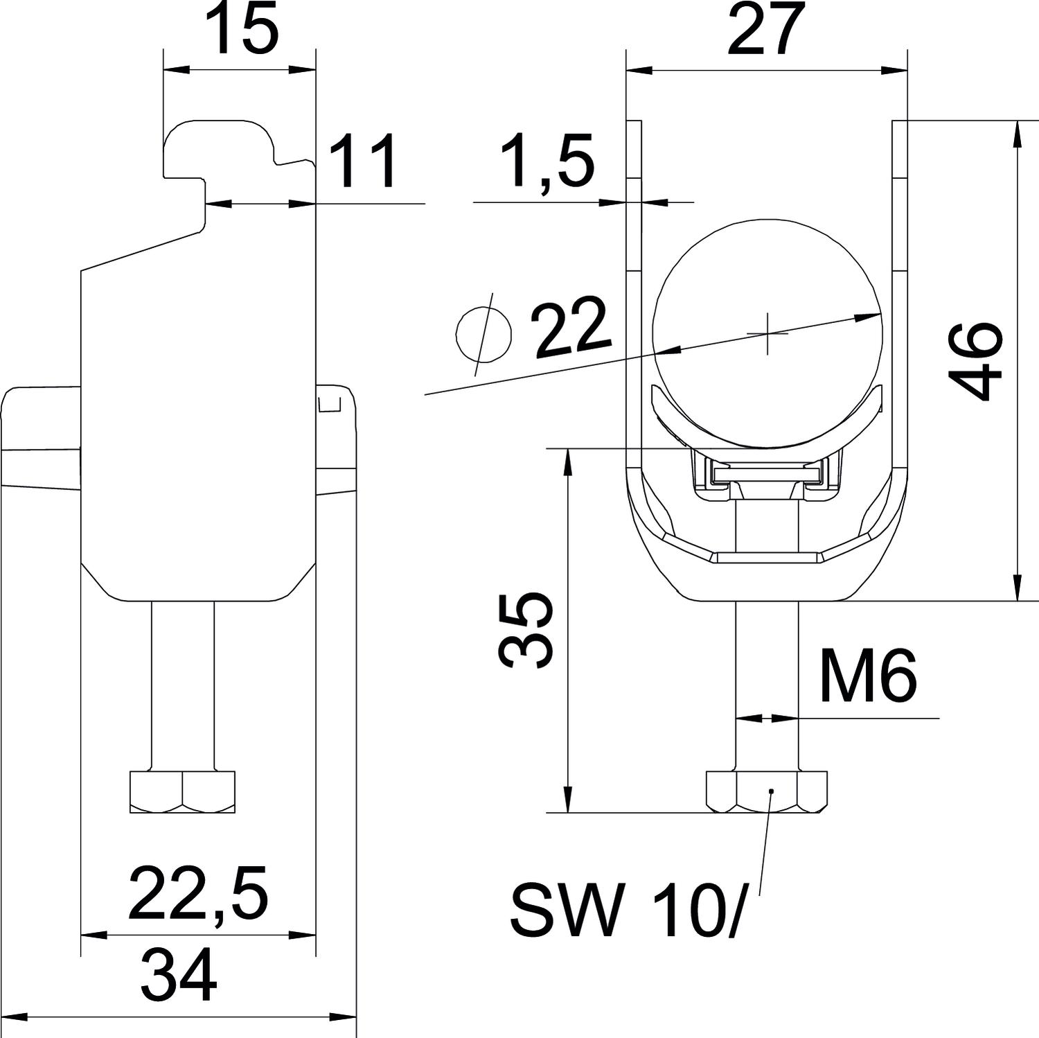 Abraçadeira BBS 2056 16-22mm Aço inoxidável, livre de ferrugem A2 1.4301 brilhante, pós-tratamento – Imagem 2 de 2