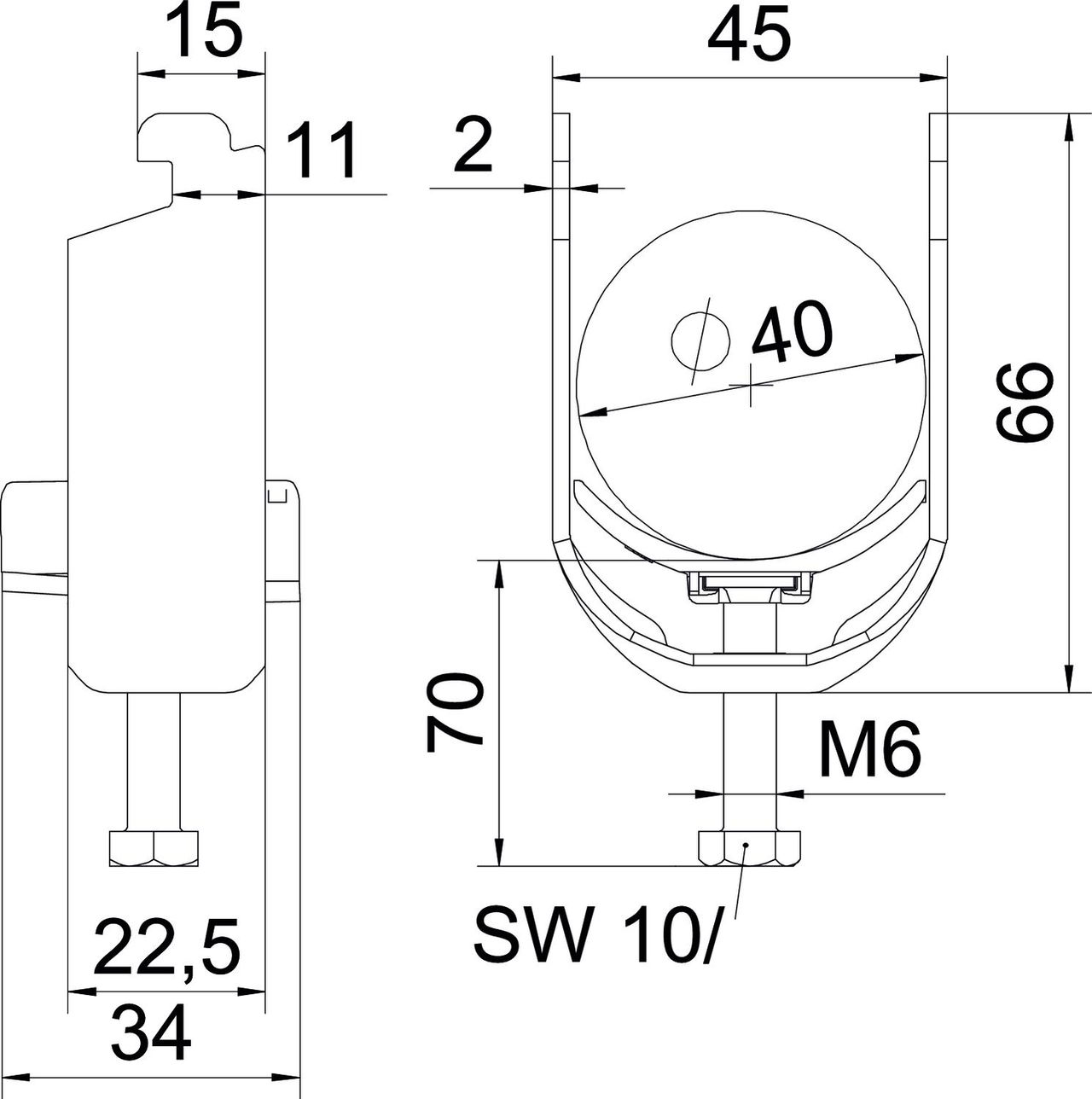 Abraçadeira BBS 2056 34-40mm Aço inoxidável, livre de ferrugem A2 1.4301 brilhante, pós-tratamento – Imagem 2 de 2