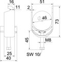 Abraçadeira BBS 2056 40-46mm Aço inoxidável, livre de ferrugem A2 1.4301 brilhante, pós-tratamento