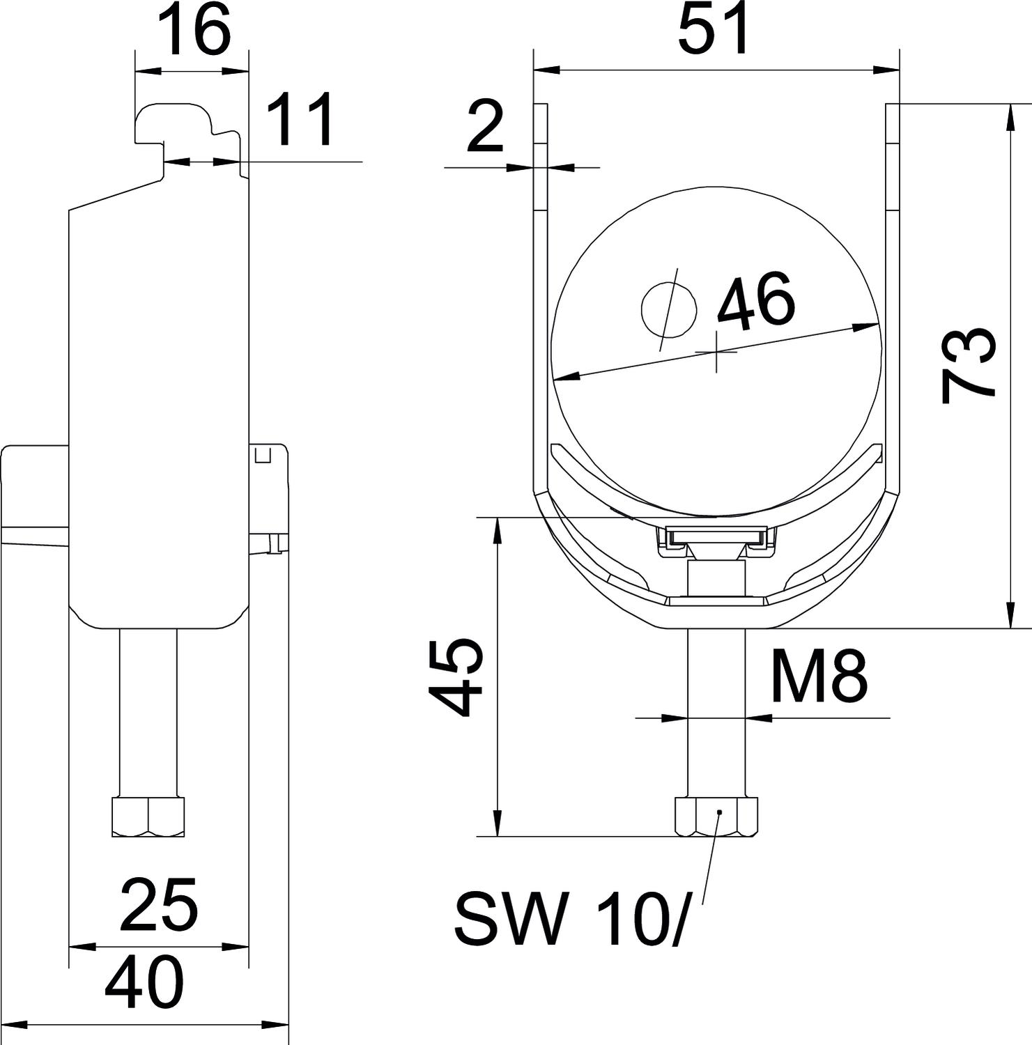 Abraçadeira BBS 2056 40-46mm Aço inoxidável, livre de ferrugem A2 1.4301 brilhante, pós-tratamento – Imagem 2 de 2