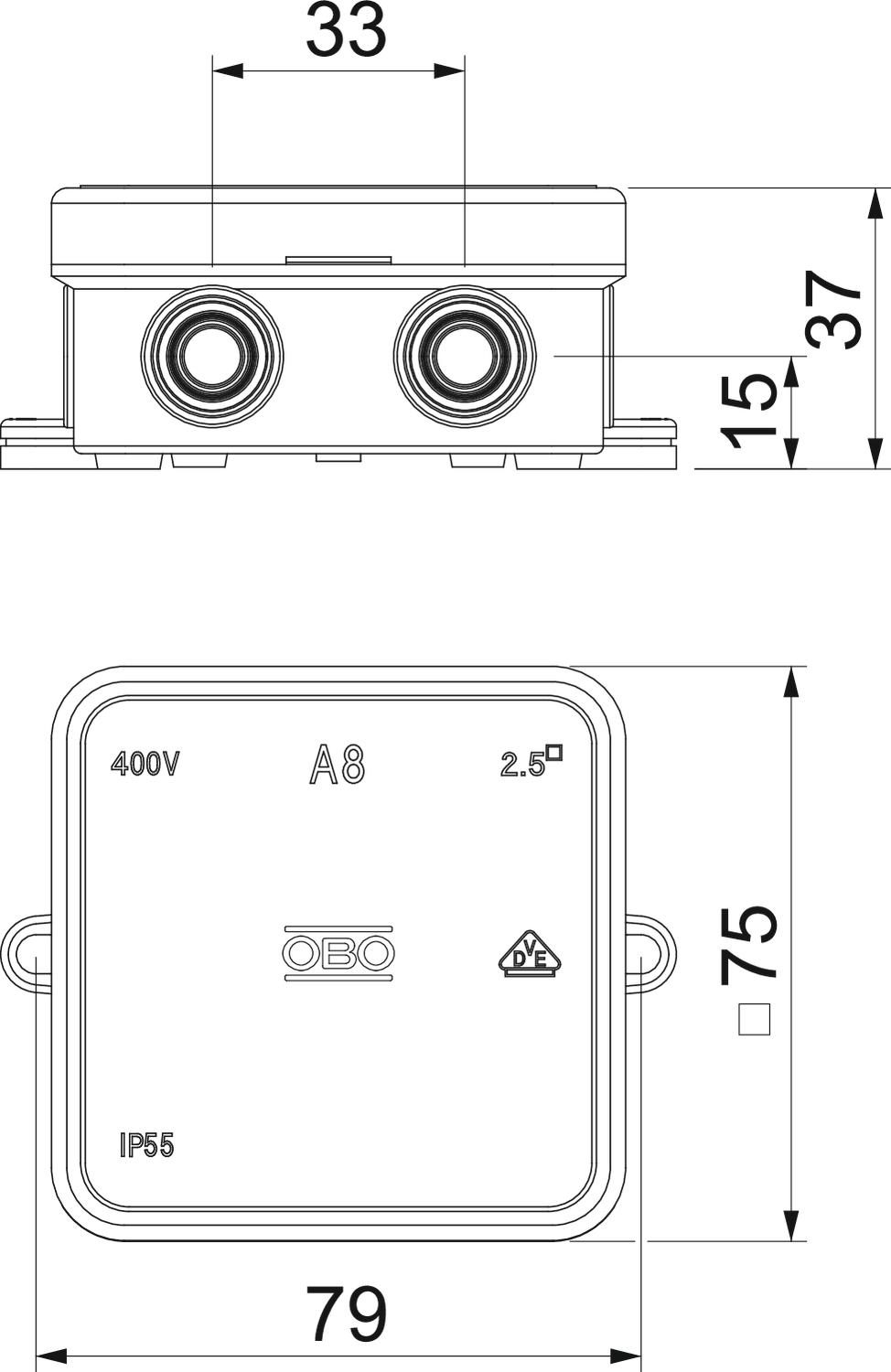 Caixa de derivação 75x75x36 Polietileno vermelho – Imagem 2 de 3