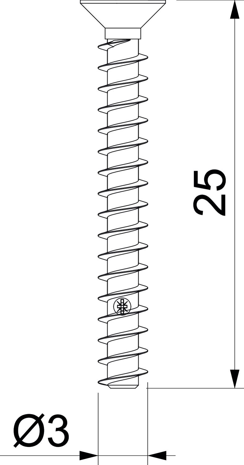 Parafuso de fixação para encastrar/paredes ocas Ø3,2mm,25mm Aço eletrogalvanizado – Imagem 2 de 2