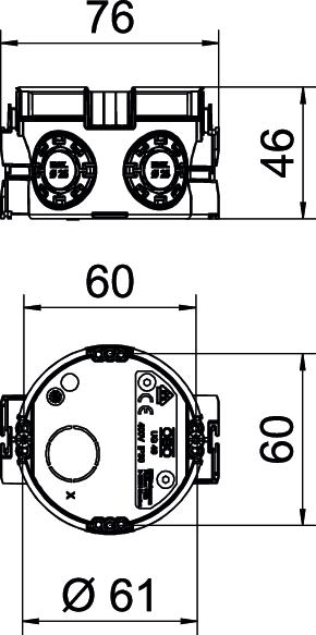 Caixa de aparelhagem UP com parafusos de fixação Ø60mm, H46mm Polipropileno preto negro – Imagem 2 de 2