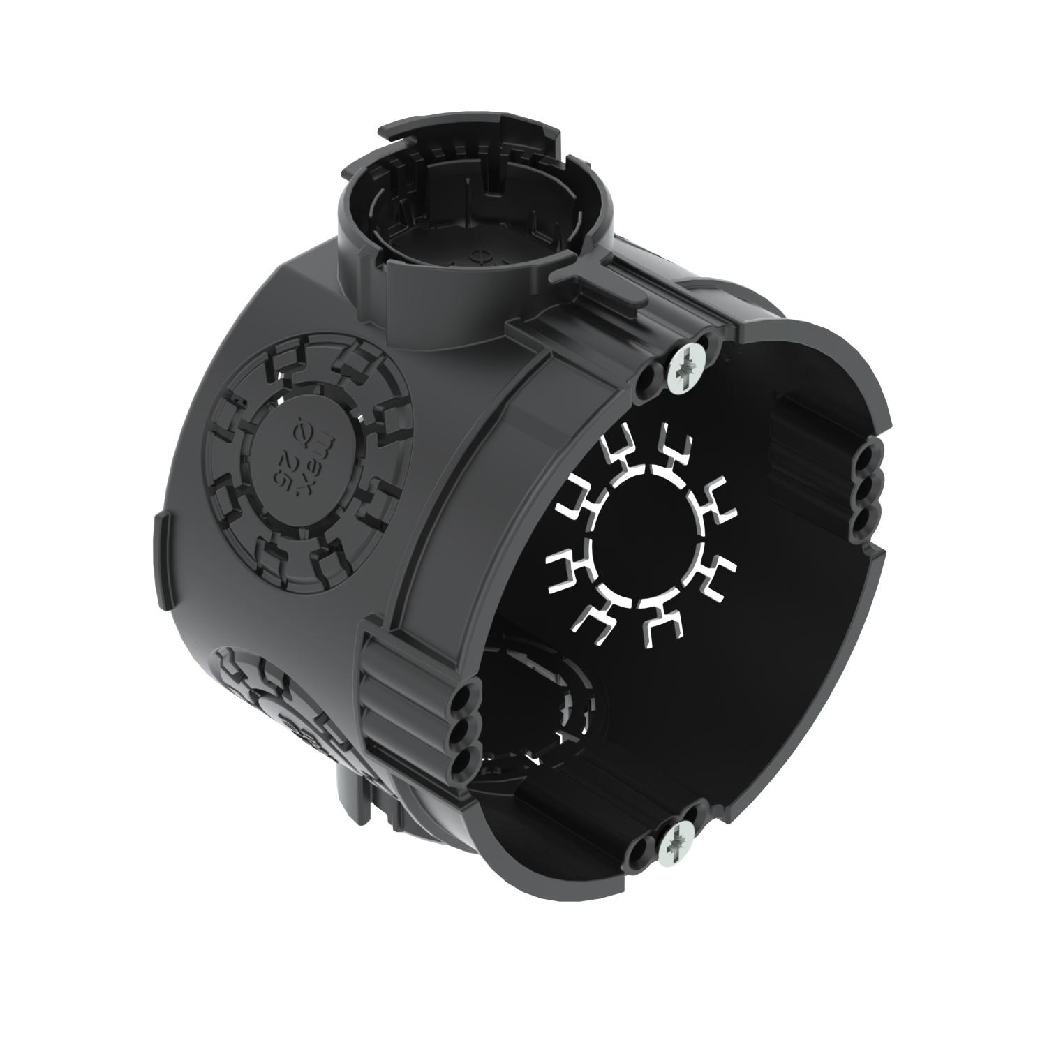 Caixa de aparelhagem UP com parafusos de fixação Ø60mm, H46mm Polipropileno preto negro