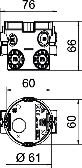 Caixa de aparelhagem UP com parafusos de fixação Ø60mm, H66mm Polipropileno preto negro – Imagem 2 de 2