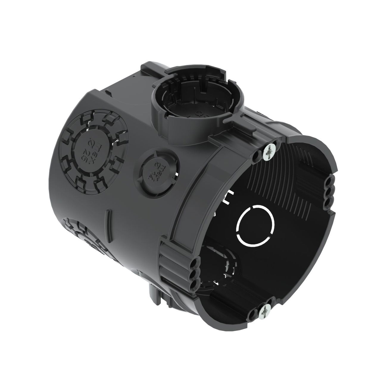 Caixa de aparelhagem UP com parafusos de fixação Ø60mm, H66mm Polipropileno preto negro
