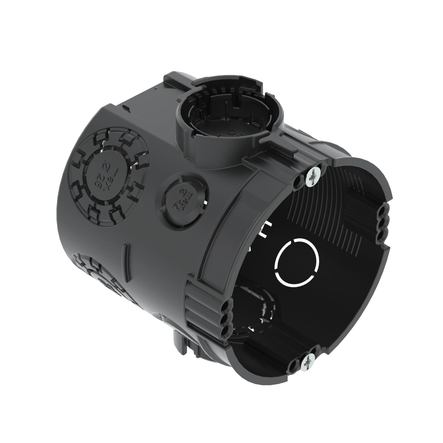 Caixa de aparelhagem UP com parafusos de fixação Ø60mm, H66mm Polipropileno preto negro