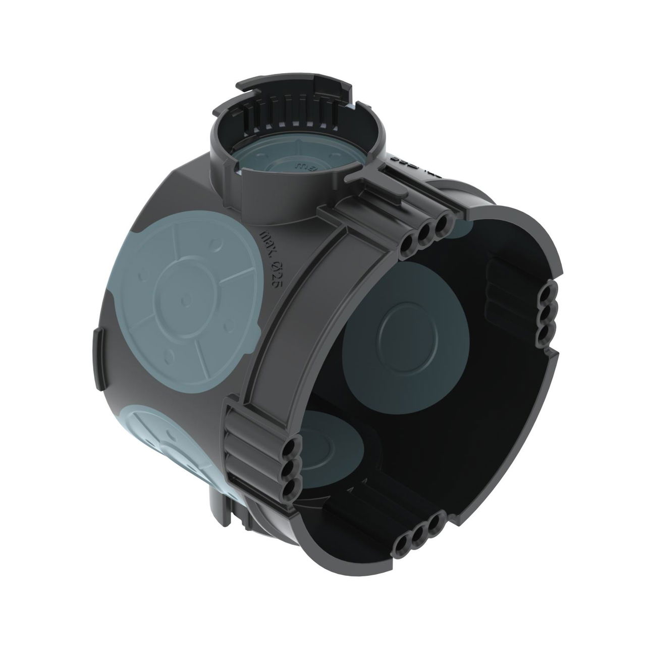 Caixa de aparelhagem UP hermética Ø60mm, H46mm Polipropileno / Elastómero termoplástico preto negro / azul acinzentado