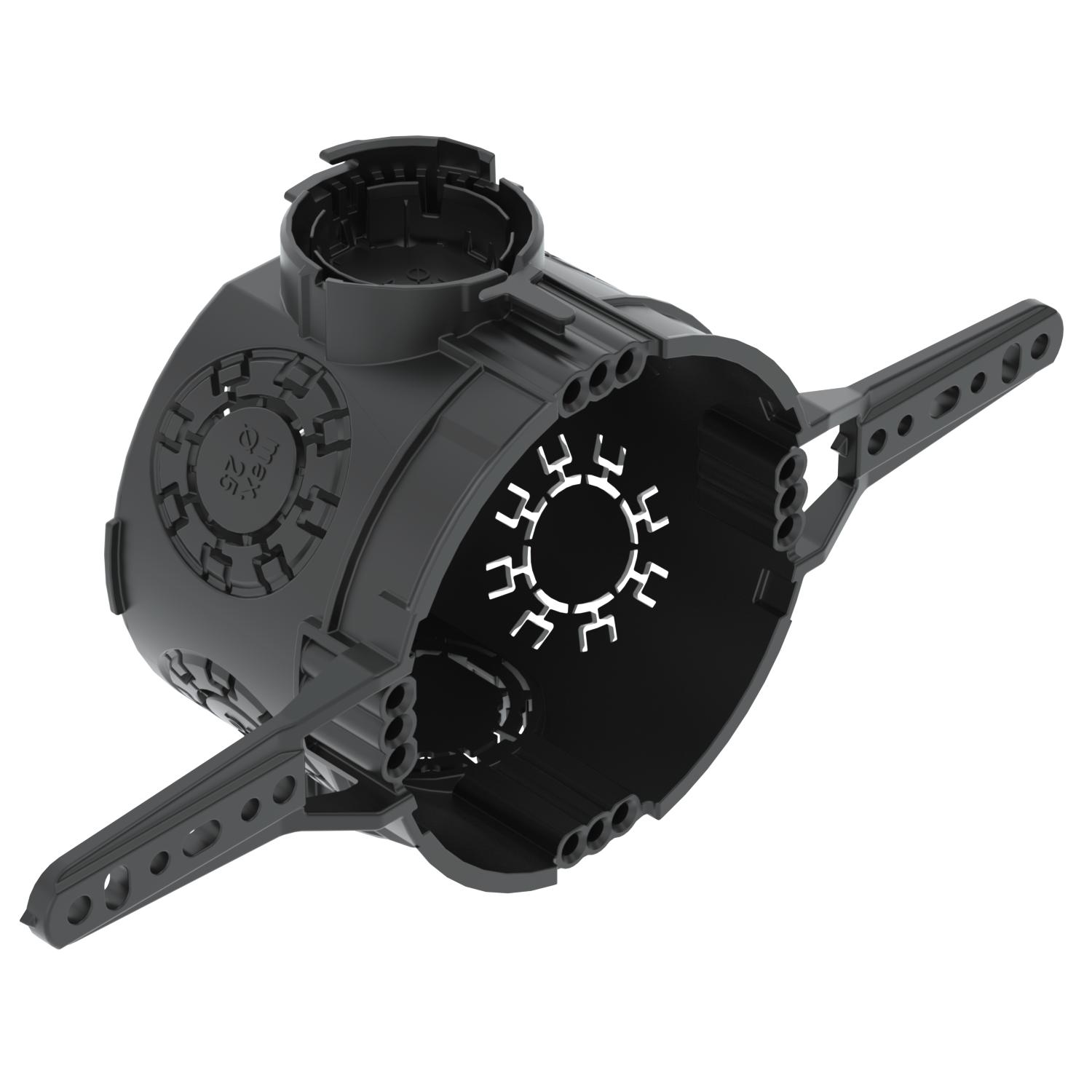 Caixa de aparelhagem UP com patilhas Ø60mm, H46mm Polipropileno preto negro
