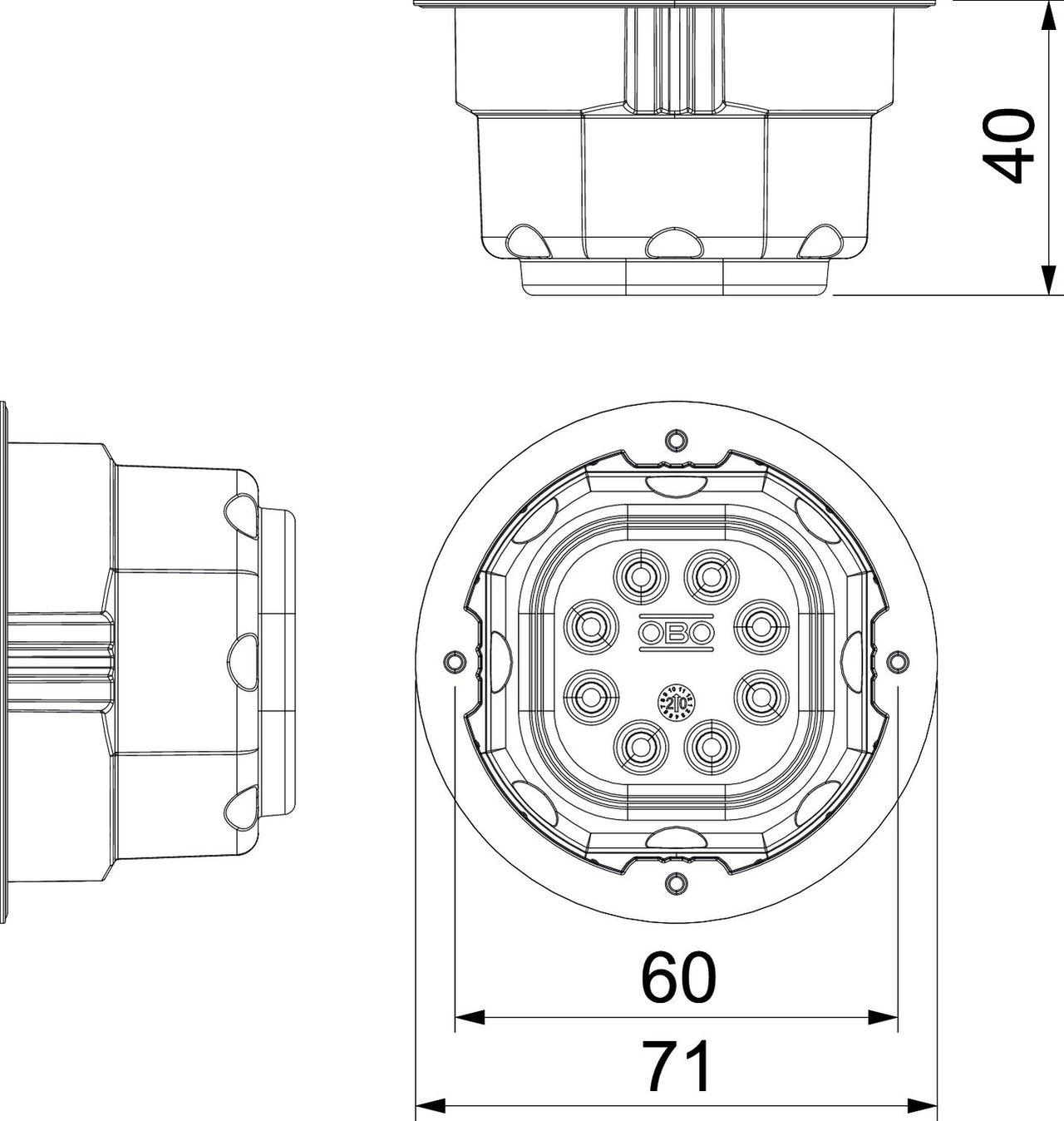 Cruzeta para caixa de aparelhagem Ø71x40 Elastómero termoplástico cinzento – Imagem 2 de 2
