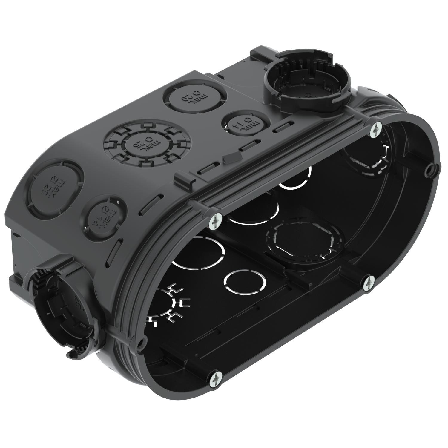 Caixa de aparelhagem UP versão dupla 2x Ø60xH66mm Polipropileno preto negro