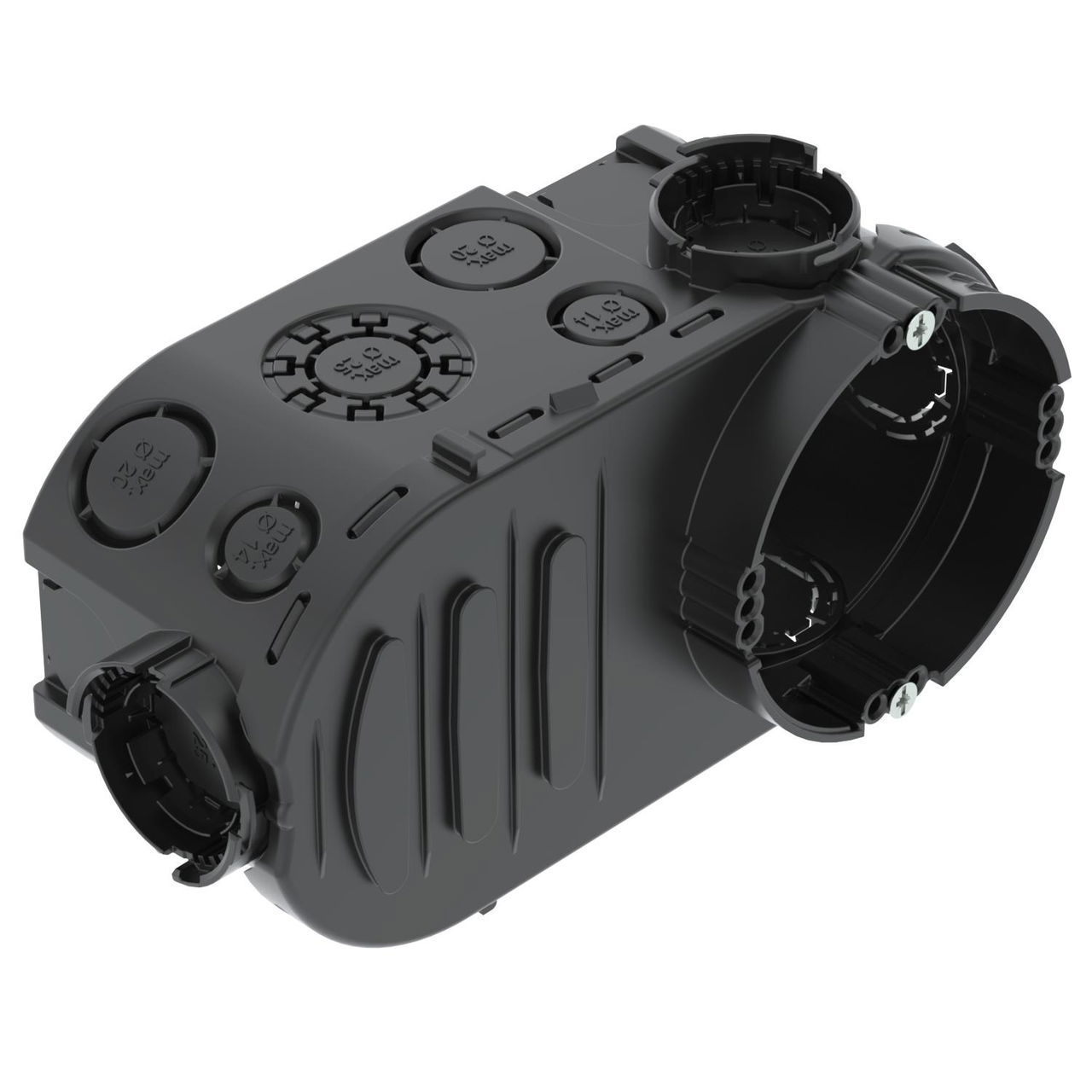 Caixa de eletrónica UP com parafusos de fixação Ø60xH66x148 Polipropileno preto negro