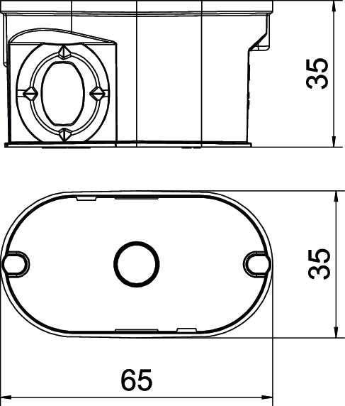 Caixa de aplique UP com tampa Ø2x35mm, H35 Polipropileno preto negro – Imagem 2 de 2