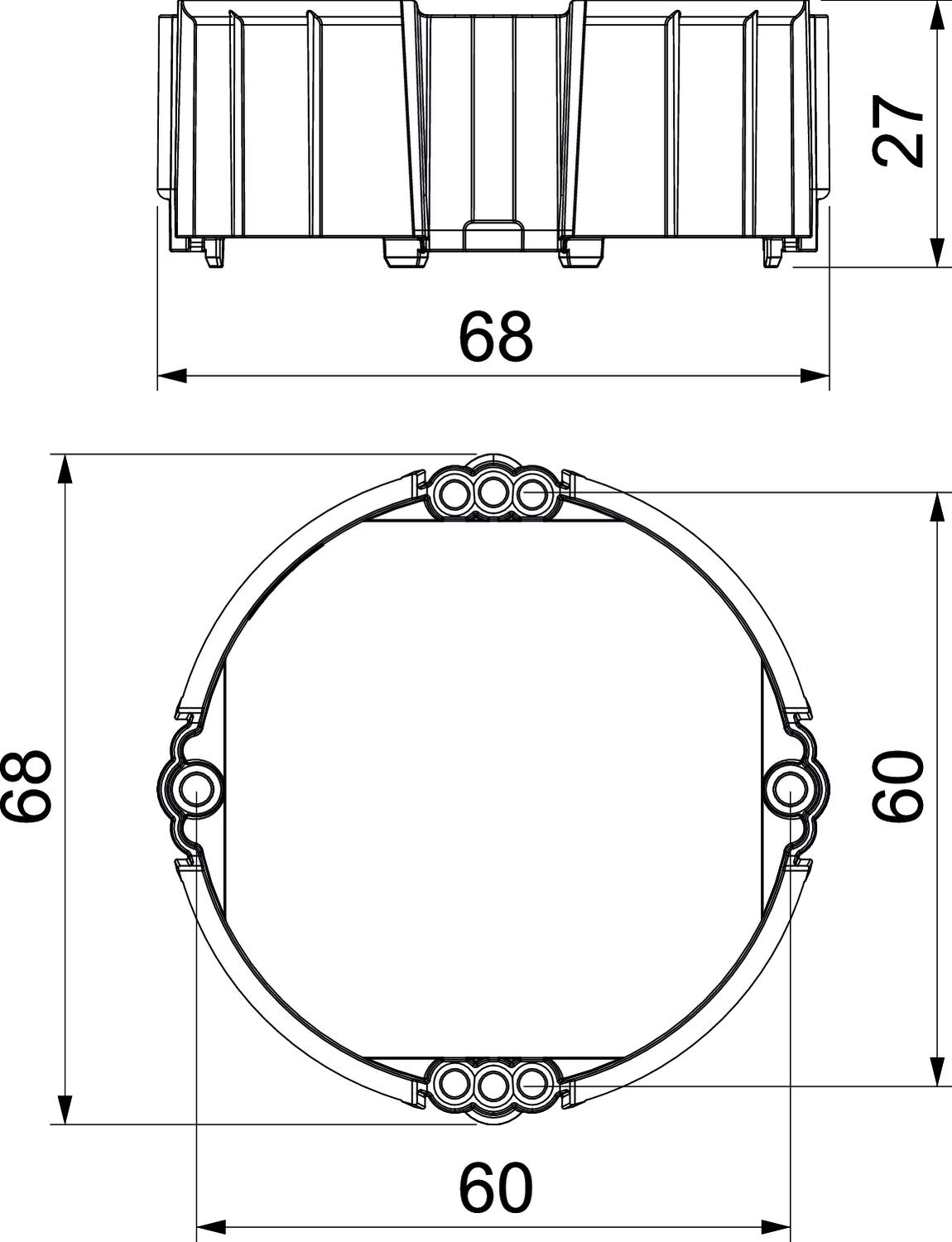 Anel de nivelamento UP para caixa de encastrar Ø60mm, H24mm Poliestireno vermelho – Imagem 2 de 2