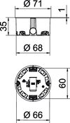 Caixa de aparelhagem HW modelo plano Ø68mm, H35mm Polipropileno cor-de-laranja