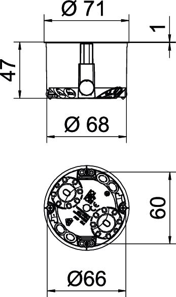 Caixa de aparelhagem HW Ø68mm, H47mm Polipropileno cor-de-laranja – Imagem 2 de 2