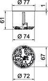 Caixa de aparelhagem HW para CEE/PERILEX Ø74mm, H61mm Polipropileno cor-de-laranja