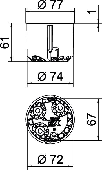 Caixa de aparelhagem HW para CEE/PERILEX Ø74mm, H61mm Polipropileno cor-de-laranja – Imagem 2 de 2