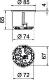 Caixa de aparelhagem HW CEE/PERILEX com vedante Ø74mm, H61mm Polipropileno cor-de-laranja