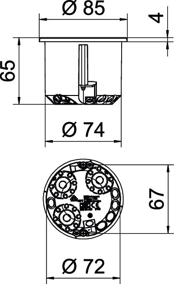 Caixa de aparelhagem HW CEE/PERILEX com vedante Ø74mm, H61mm Polipropileno cor-de-laranja – Imagem 2 de 2