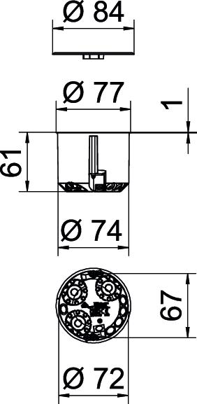 Caixa de aparelhagem HW com tampa Ø74mm, H61mm Polipropileno cor-de-laranja – Imagem 2 de 2